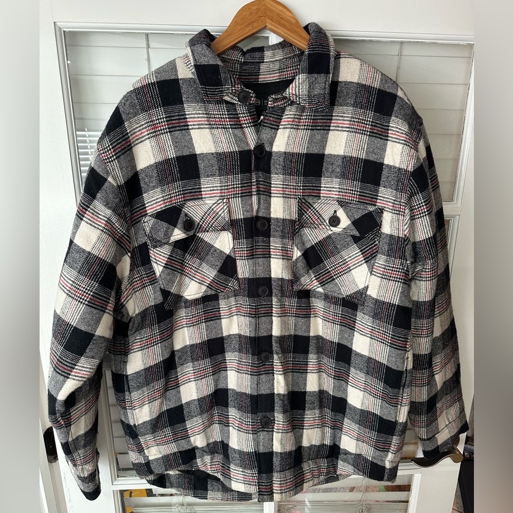 AG Adriano Goldschmied Black and White Plaid Jacket
